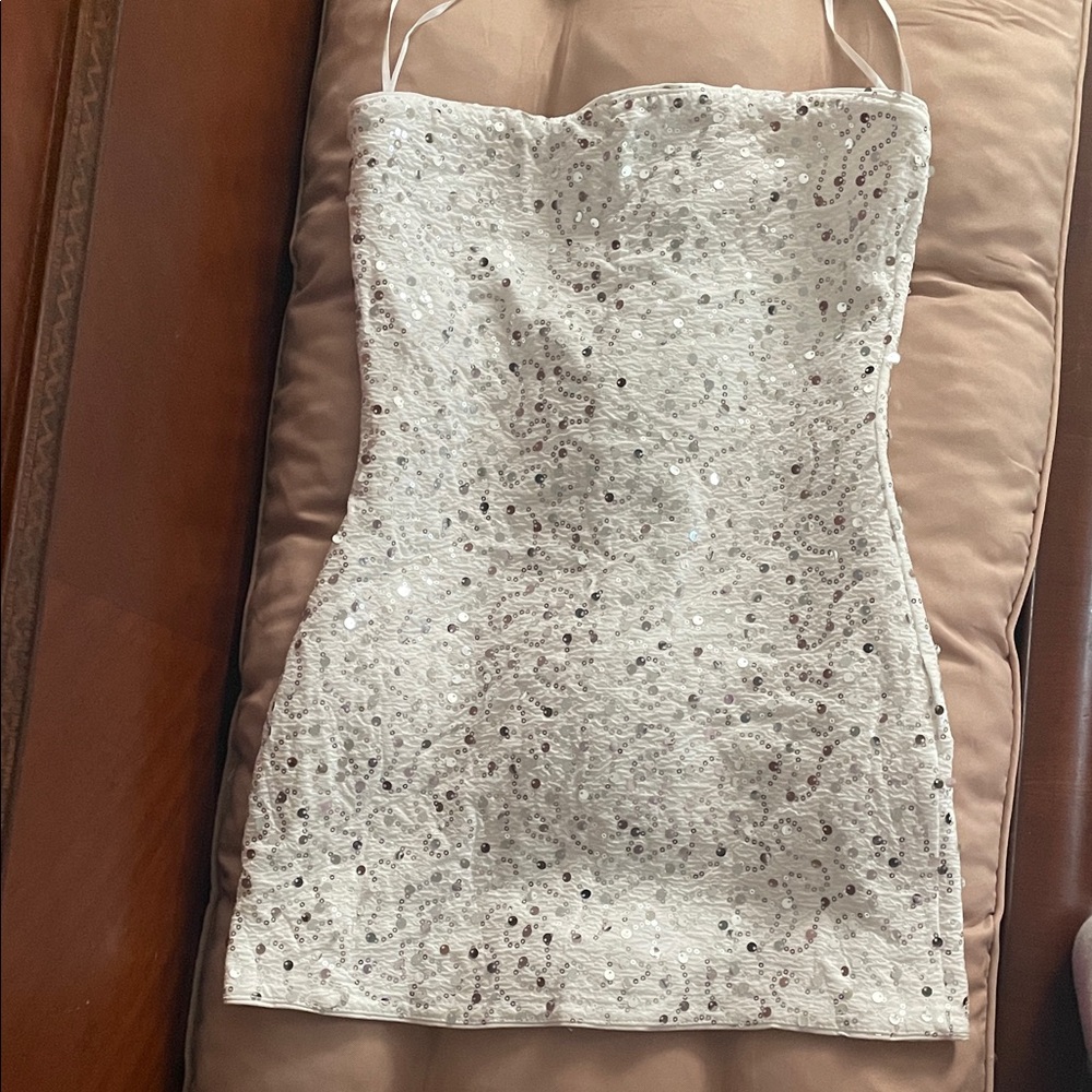 White Sequin Mini Dress - Picture 2 of 6